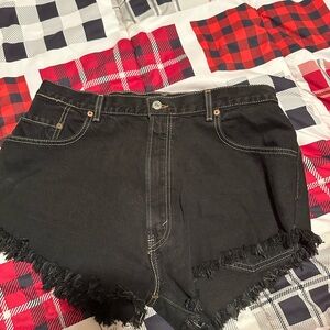 Black levi loose straight Women's Shorts